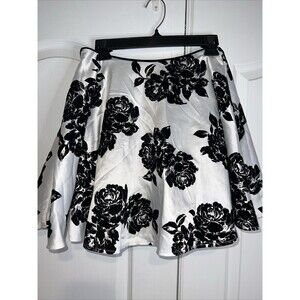City Triangles Floral Skirt White Black Tulle Mini Full Satin Formal Sz 5 Party